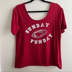 Off the shoulder SUNDAY FUNDAY t shirt size S